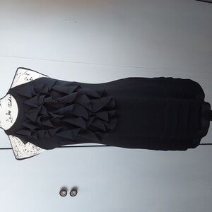 Kenar- Womens LBD Black Ruffle Front Halter Mini Dress Chiffon Stunning Sz.Small